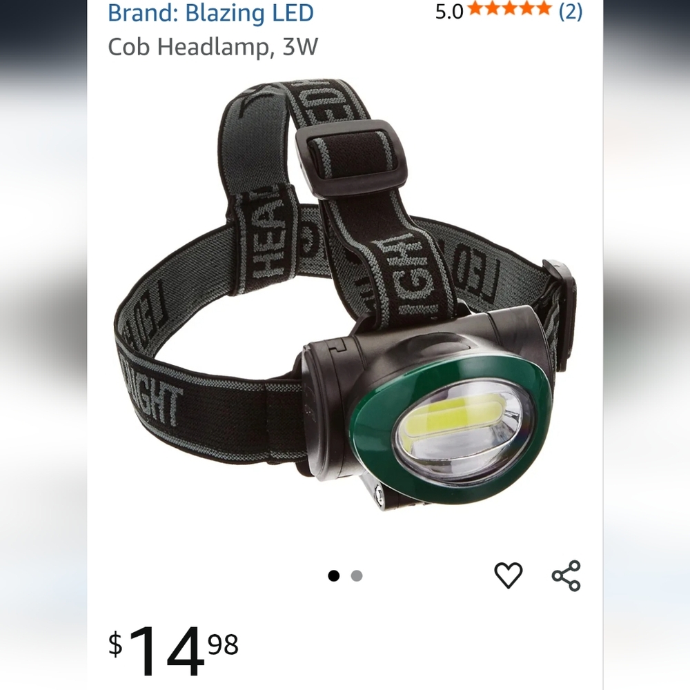 Black and Green LED Headlamp with Adjustable Angle